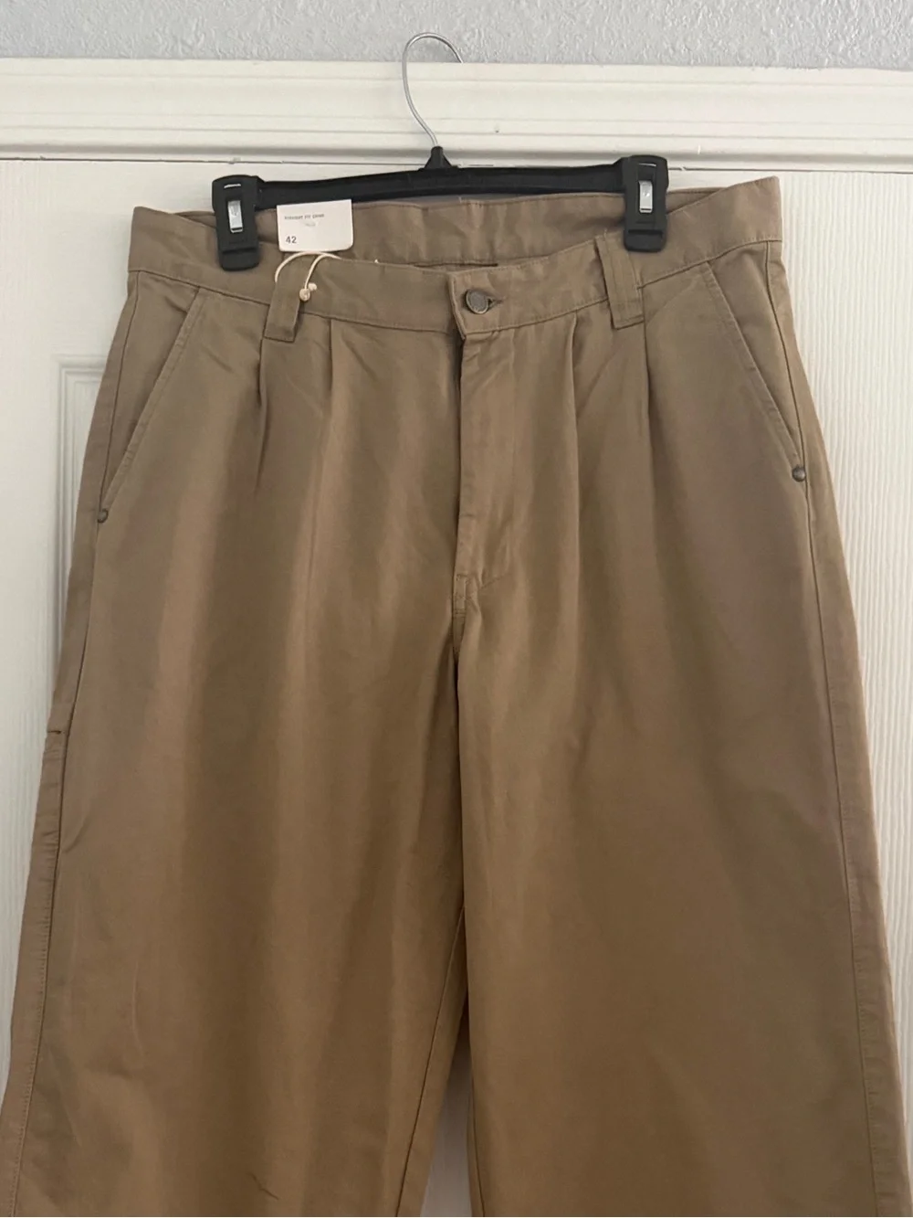 NWT ZARA Men’s Khaki Cargo Pants Pleated Relaxed Fit Cotton Casual Outdoor Work
